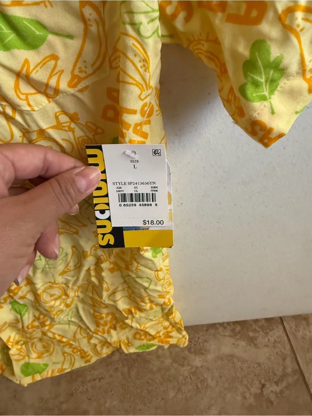 Kids' Yellow Short-Sleeve Button-Down Shirt with Tropical Print